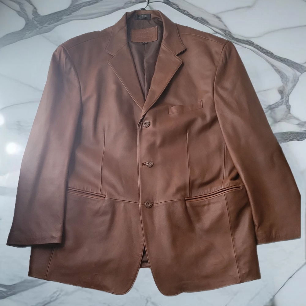 Stafford Men's Brown Leather Sport Coat